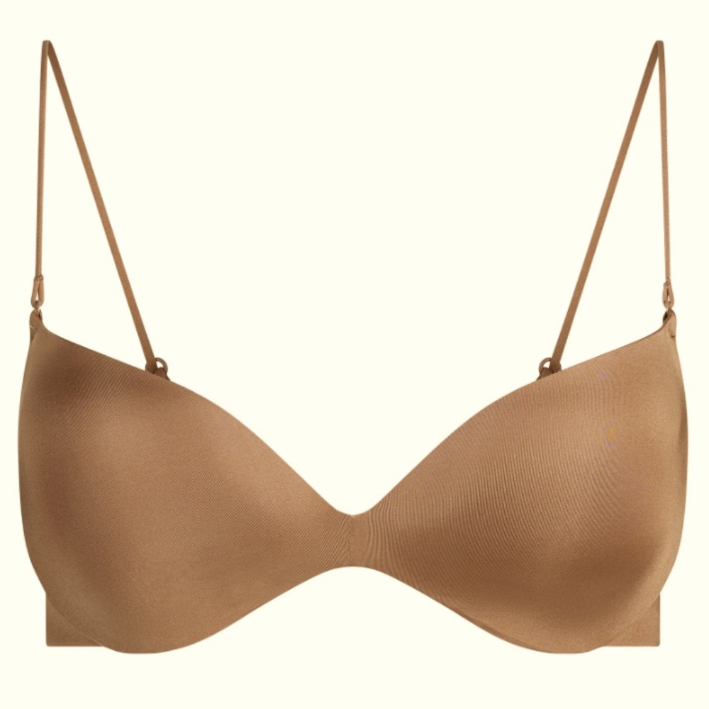 SKIMS Wireless Micro Strap Plunge Bra in Sienna Size 34C. NWT & Original Bag.